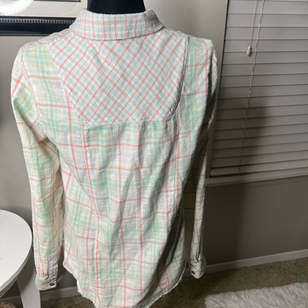 Free people pastel raw hem plaid button down shirt - Picture 10 of 11